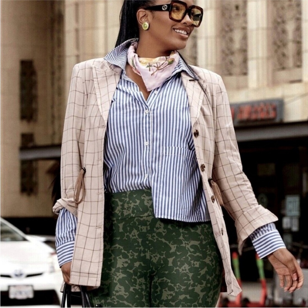 CAbi 6085 Prep School Blue Stripe Button Up Shirt Size XS EUC! - Picture 2 of 13